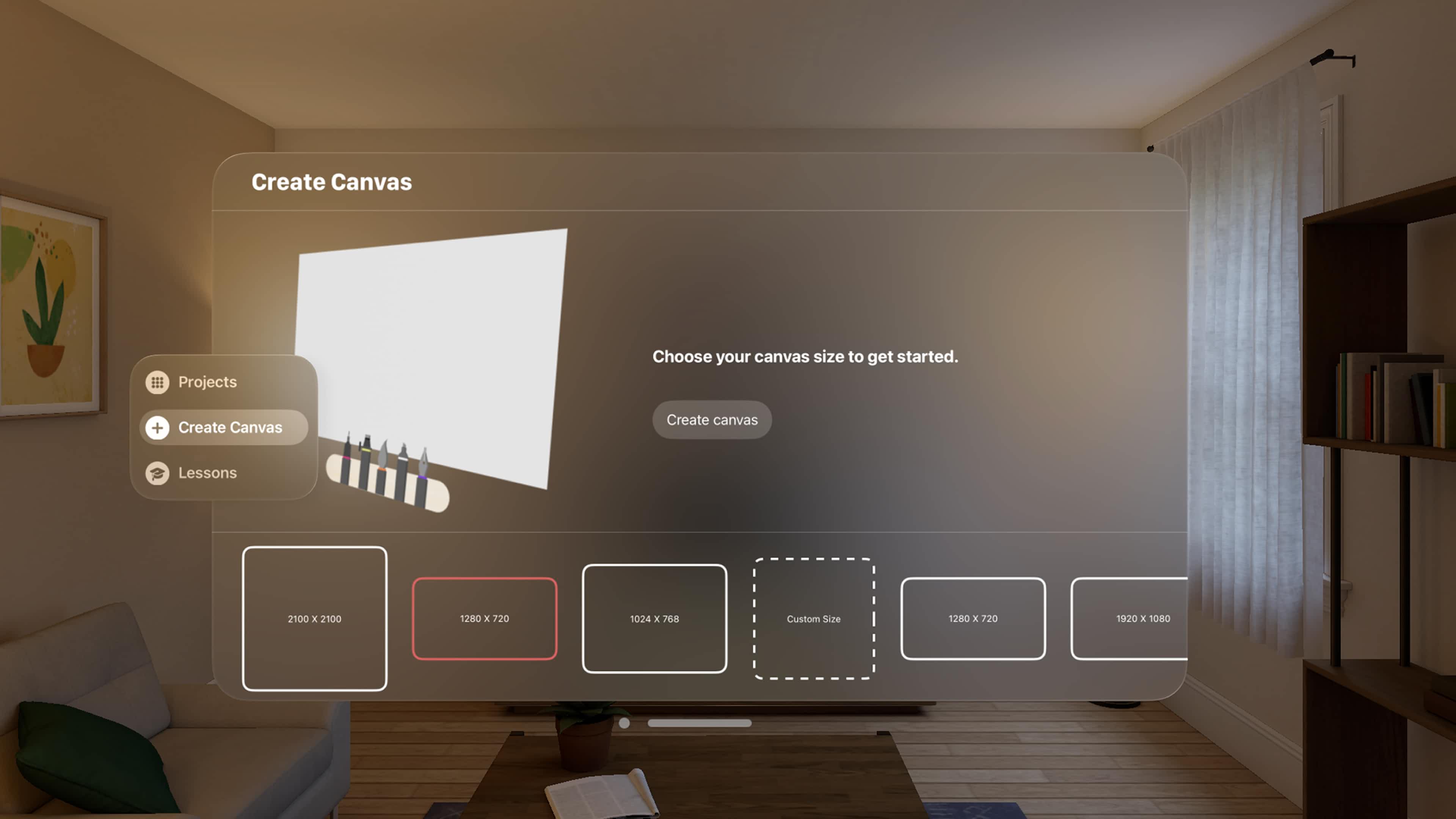 Creating canvas overview in Drawing Desk when using Apple Vision Pro