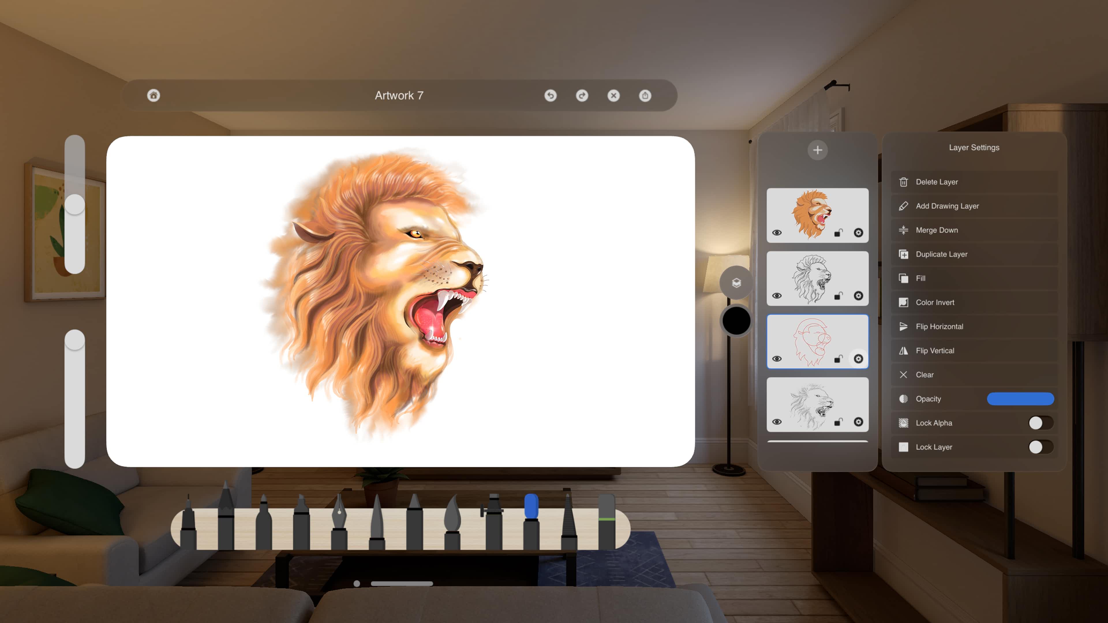 Overview of what the canvas art looks like when using Apple Vision Pro
